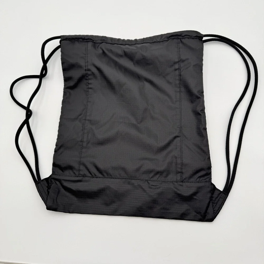 BYLT Drawstring Backpack Unisex M Black Front Zip Mesh Ripstop Gym Bag Sporty